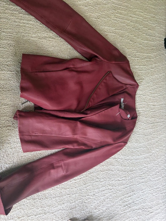 Theory Jackets & Blazers - Theory Women's Wine Leather Zip-Front Jacket